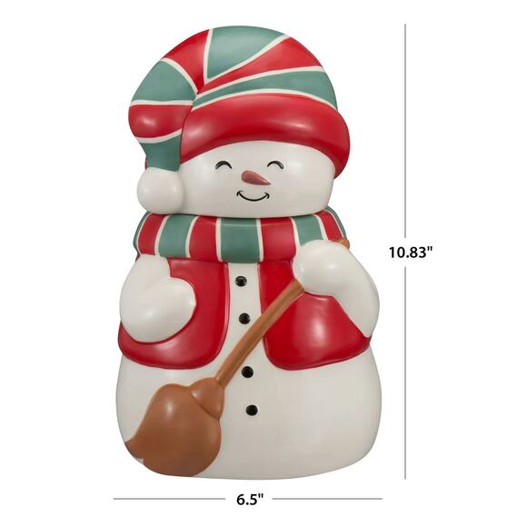 Holiday 73oz Snowman Glazed Ceramic Cookie Jar Lid Canister Christmas Table Deco - Picture 4 of 5